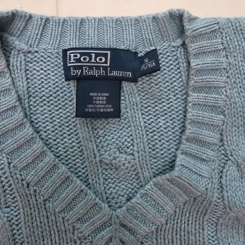 [BUNJANG] Polo Ralph Lauren Cable Knit V-Neck Sweater (M) / 폴로 꽈배기 니트 브이넥 M사이즈