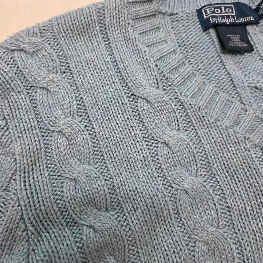 [BUNJANG] Polo Ralph Lauren Cable Knit V-Neck Sweater (M) / 폴로 꽈배기 니트 브이넥 M사이즈