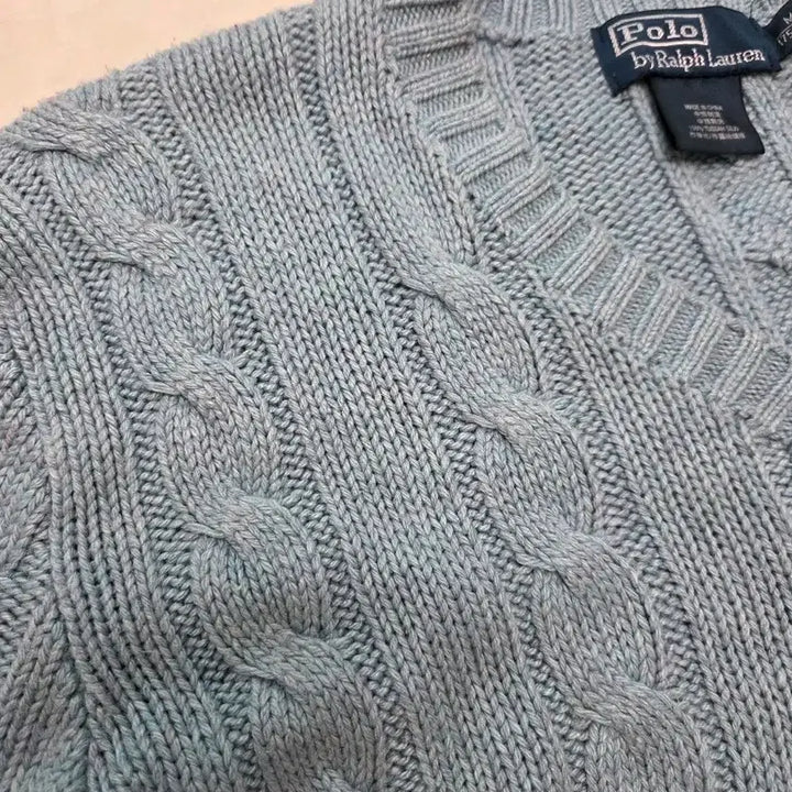 [BUNJANG] Polo Ralph Lauren Cable Knit V-Neck Sweater (M) / 폴로 꽈배기 니트 브이넥 M사이즈