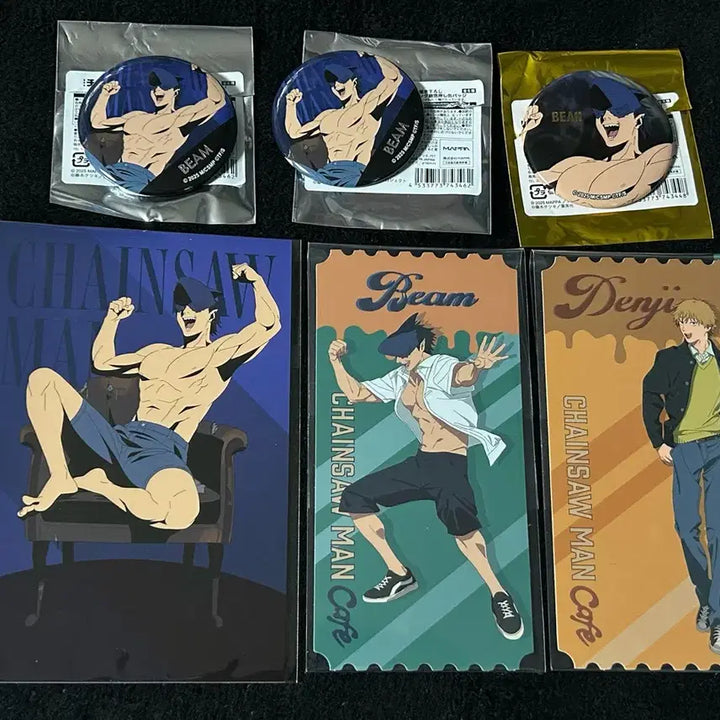 [BUNJANG] Chainsaw Man Cafe Reze Arc Denji Beam 1st Gen Can Badge Ticket POB Bundle Set / 체인소맨 카페 레제편 빔 덴지 캔뱃지 티켓 특전 등 일괄
