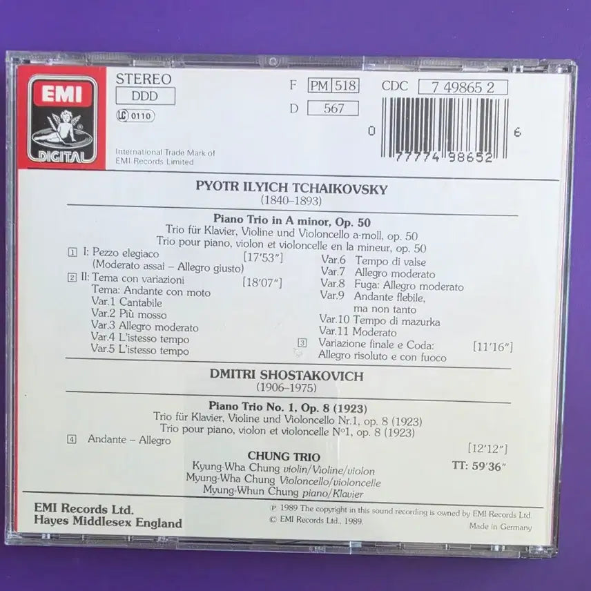 [BUNJANG] Chung Trio - Tchaikovsky &amp; Shostakovich Piano Trios / 수입] 정 트리오 (Chung Trio) - 차이코프스키 &amp; 쇼스타코비치