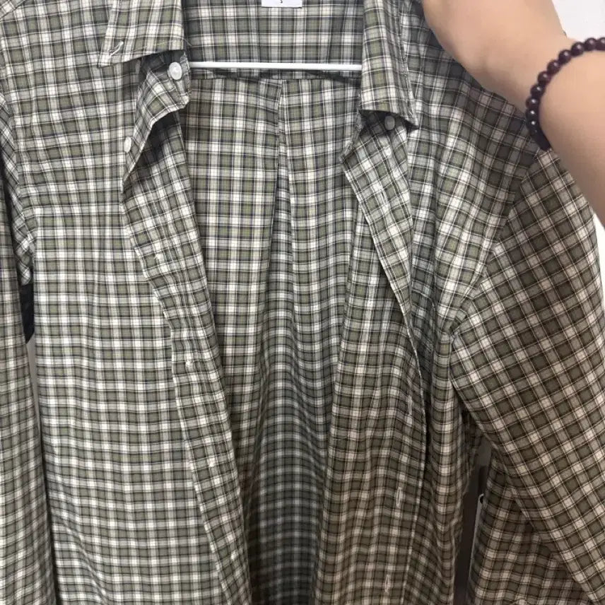 [SOLD OUT] 유니클로 브로드클로스셔츠 긴팔 체크B 올리브 S