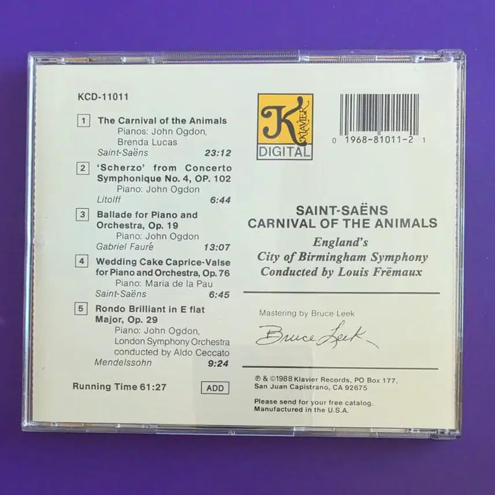 [BUNJANG] Saint-Saëns The Carnival of the Animals CD / [클래식/CD] 생상스 동물들의 사육제 CD