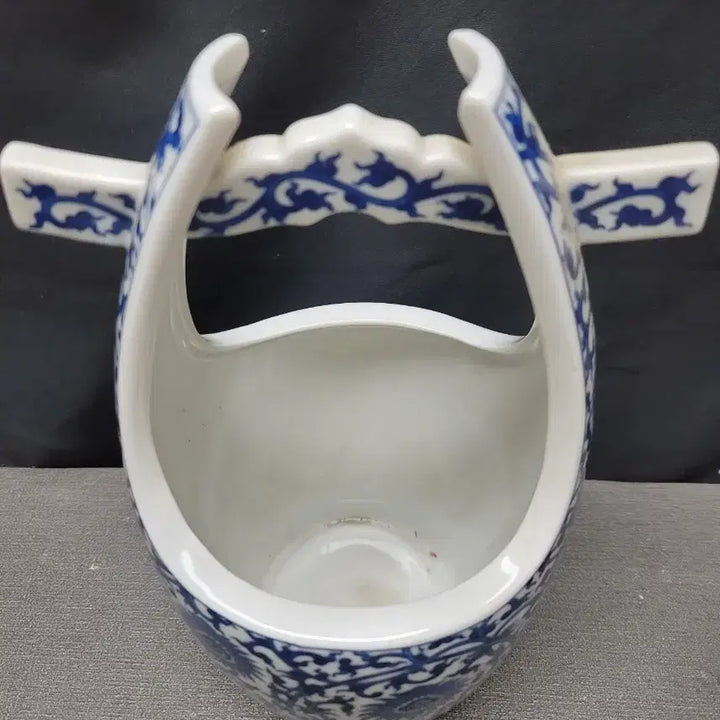 [BUNJANG] Chinese White Porcelain Blue and White Floral Basket Vase / 중국 백자 청화 화문 바구니호 도자기