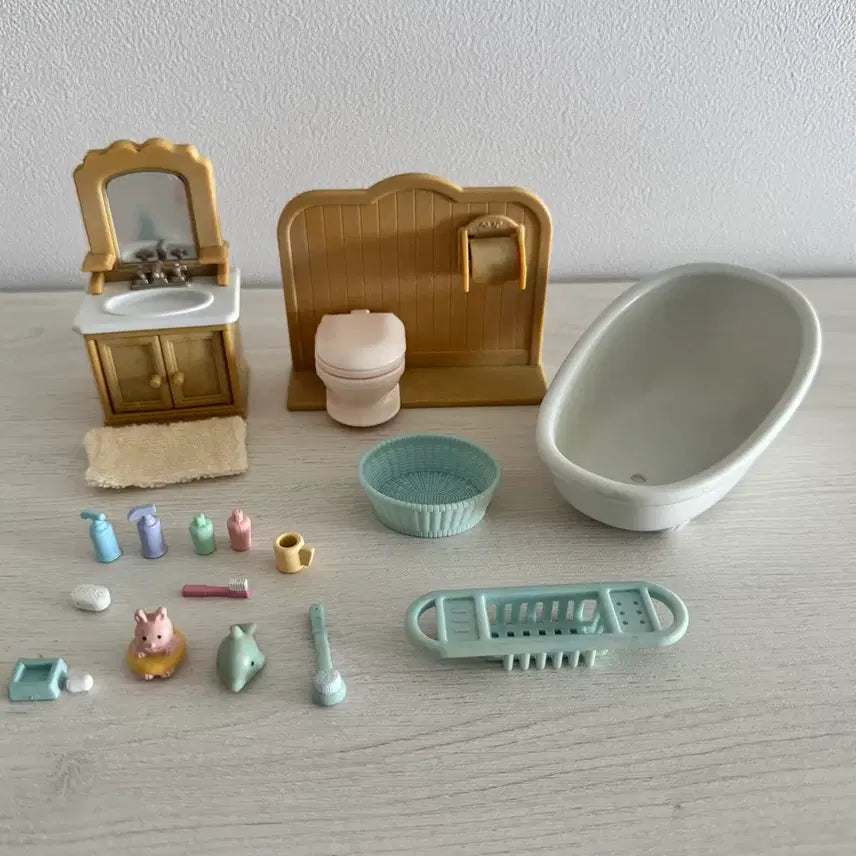[BUNJANG] Sylvanian Families Bathroom Set (Toilet, Sink, Bathtub, etc.) / 1704)올드)단종)실바니안 욕실세트(변기 세면대 욕조 등)