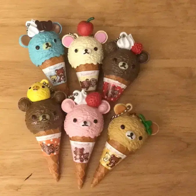 [BUNJANG] Rilakkuma &amp; Korilakkuma Ice Cream Figure Keychain Set / (세트)일본고전풍 리락쿠마 아이스크림 피규어 키링 인형 키티 코리락