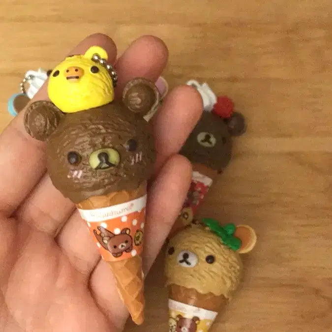 [BUNJANG] Rilakkuma &amp; Korilakkuma Ice Cream Figure Keychain Set / (세트)일본고전풍 리락쿠마 아이스크림 피규어 키링 인형 키티 코리락