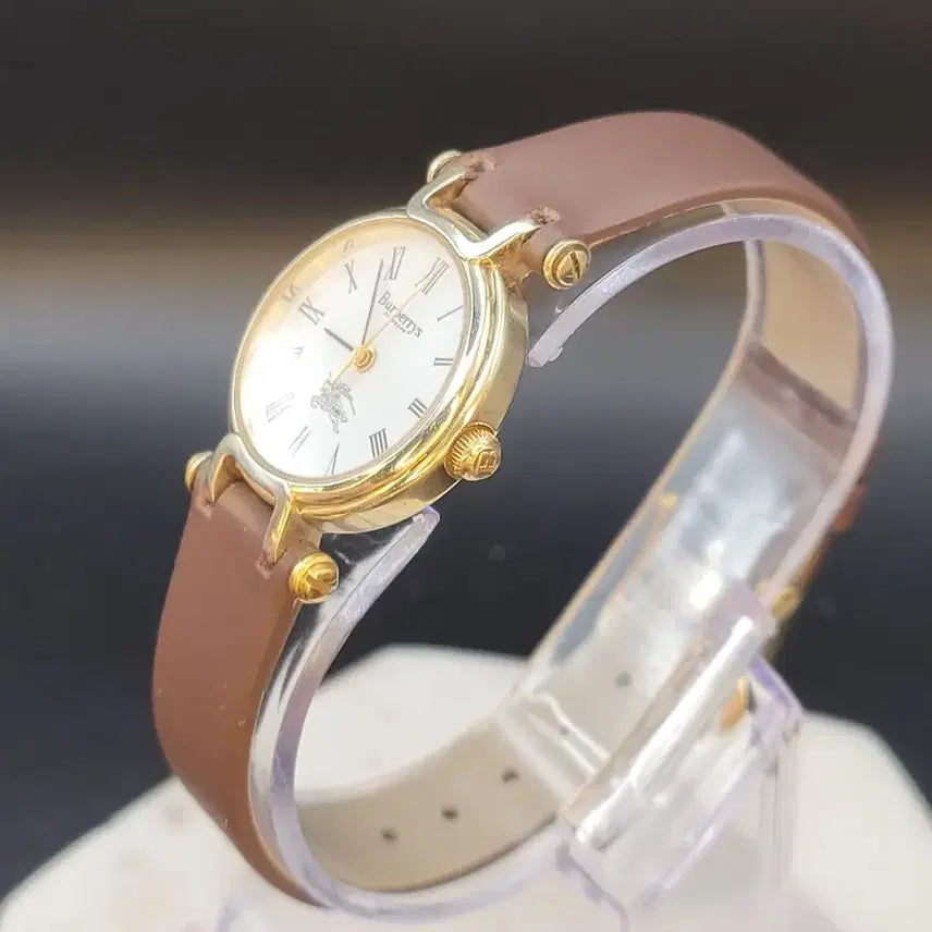 [BUNJANG] Burberry London Gold Plated Vintage Leather Strap Watch / 버버리 시계 가죽 스트랩 금장 빈티지