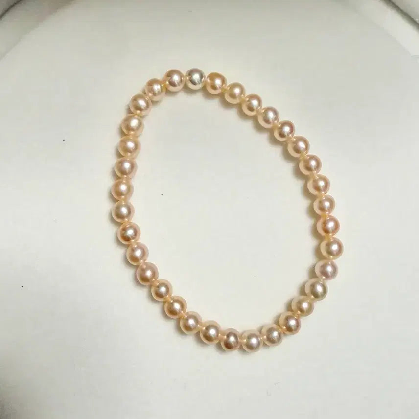 [BUNJANG] Natural Freshwater Pearl Bracelet Orange Hue 5mm+ / 새상품) 천연담수진주 오렌지빛 5mm+ 진주팔찌 고무줄