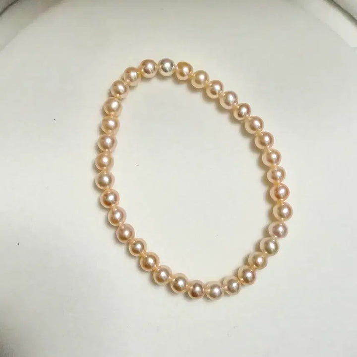 [BUNJANG] Natural Freshwater Pearl Bracelet Orange Hue 5mm+ / 새상품) 천연담수진주 오렌지빛 5mm+ 진주팔찌 고무줄