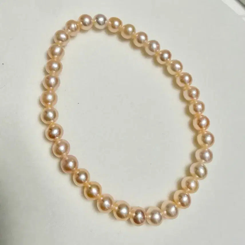 [BUNJANG] Natural Freshwater Pearl Bracelet Orange Hue 5mm+ / 새상품) 천연담수진주 오렌지빛 5mm+ 진주팔찌 고무줄