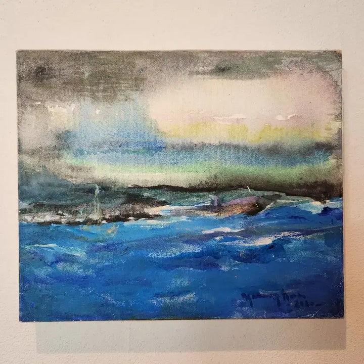 [BUNJANG] Jeong Young-hee "Deep Sea Narrative" 2010 Vintage Seascape Oil Painting / [정영희 작가] 깊은 바다의 서사, 2010년작 빈티지 해경 유화