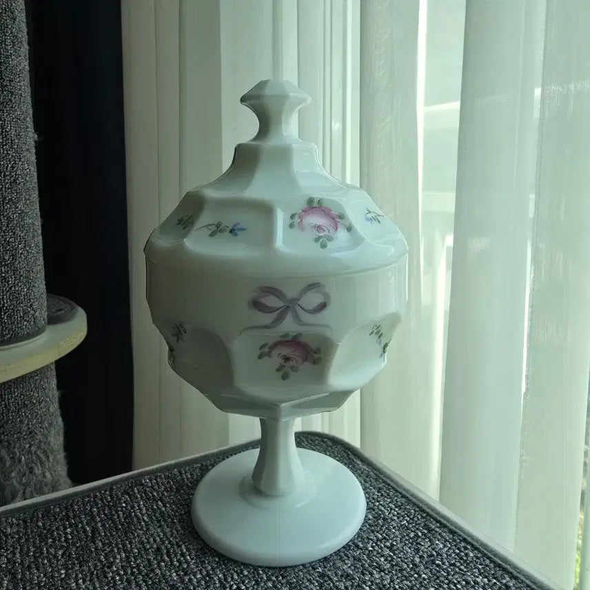 [BUNJANG] Westmoreland Ribbon Milk Glass Candy Compote Set / 빈티지 밀크글라스 리본 캔디 컴포트 세트