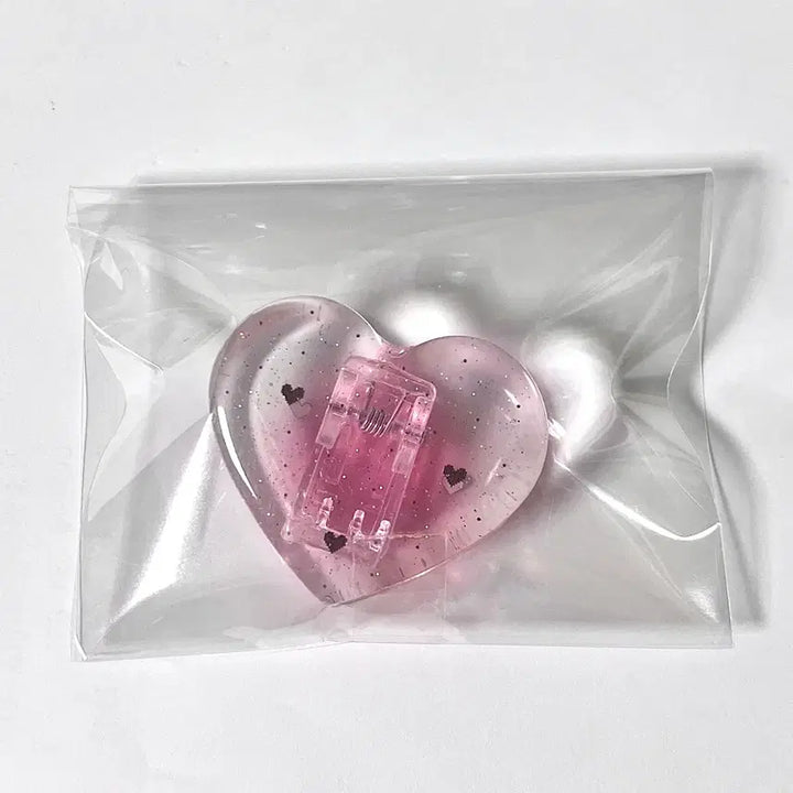 [BUNJANG] Haefl Shop Heart Transparent Pearl Acrylic Clip / 해플샵 하트 투명 펄 아크릴 집게