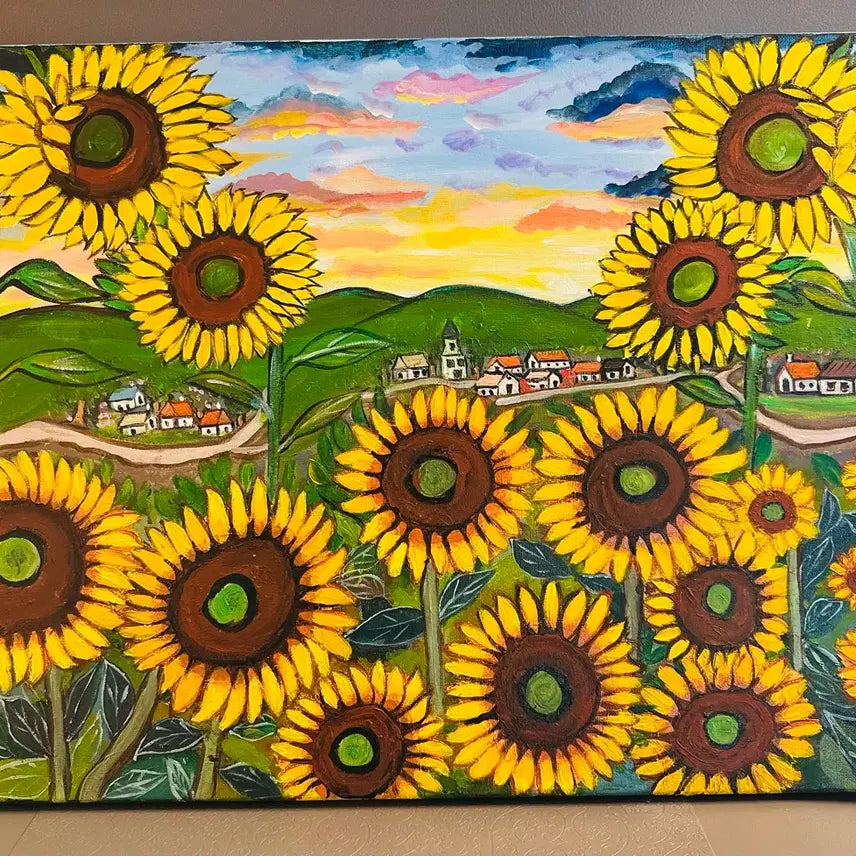 [BUNJANG] Sunflower in a Toy-Like Village Canvas / 장난감같은마을의해바라기(캔버스)