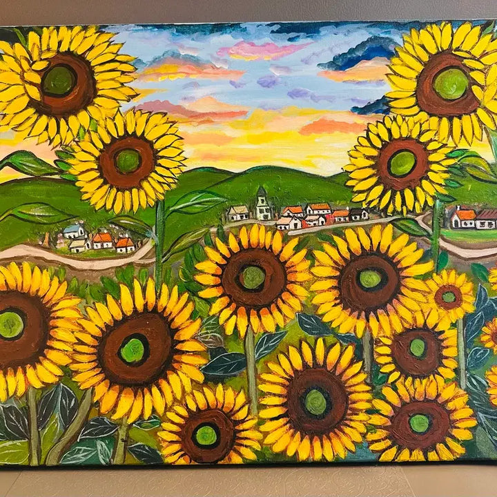 [BUNJANG] Sunflower in a Toy-Like Village Canvas / 장난감같은마을의해바라기(캔버스)