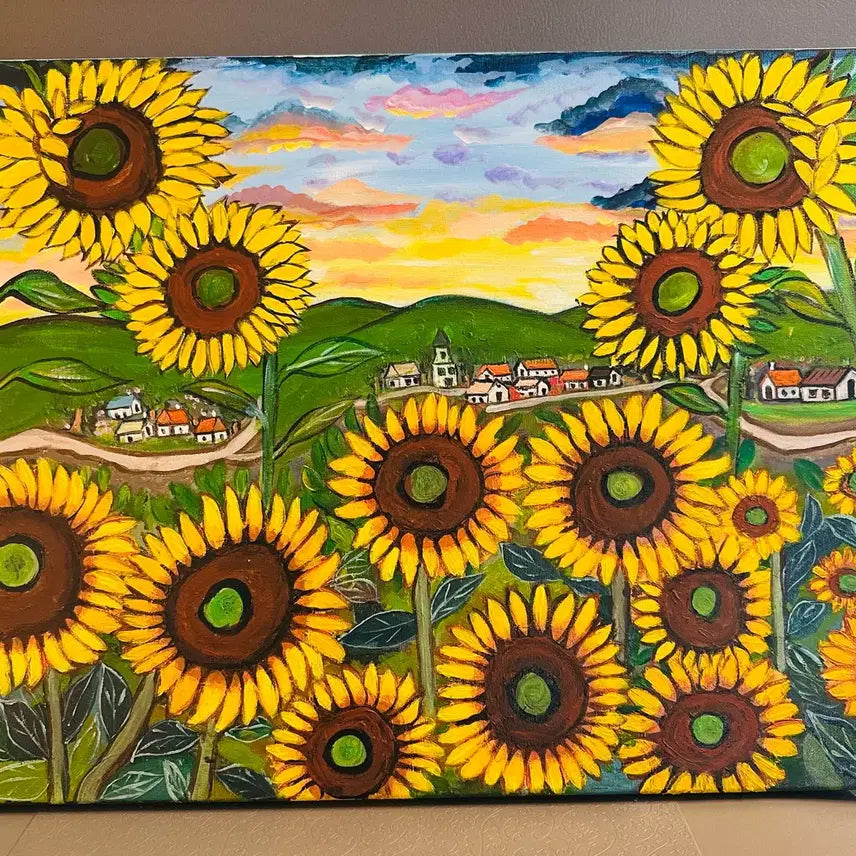 [BUNJANG] Sunflower in a Toy-Like Village Canvas / 장난감같은마을의해바라기(캔버스)