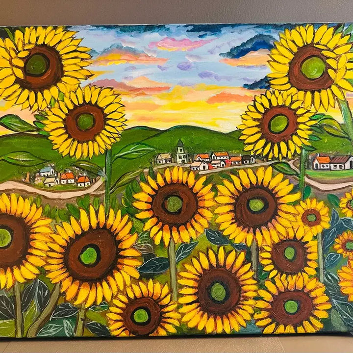 [BUNJANG] Sunflower in a Toy-Like Village Canvas / 장난감같은마을의해바라기(캔버스)