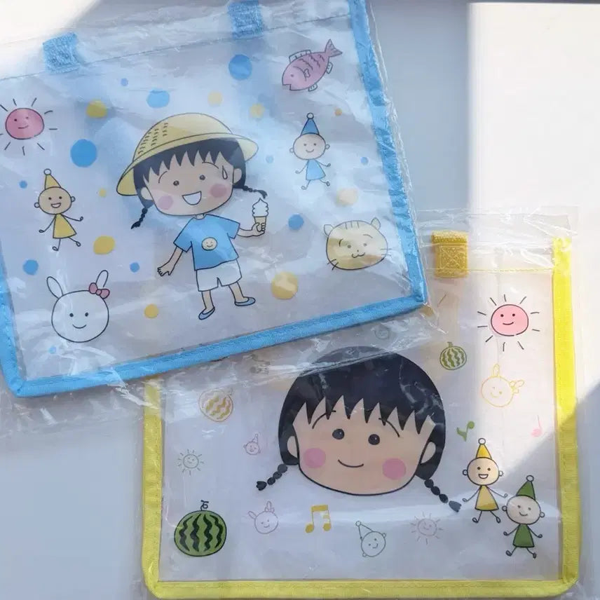 [BUNJANG] Sakura Momoko Chibi Maruko-chan x Kirin Collaboration Clear Bag (Set of 2) / 일본 사쿠라 모모코 치비 마루코짱 x기린 클리어 백 2종