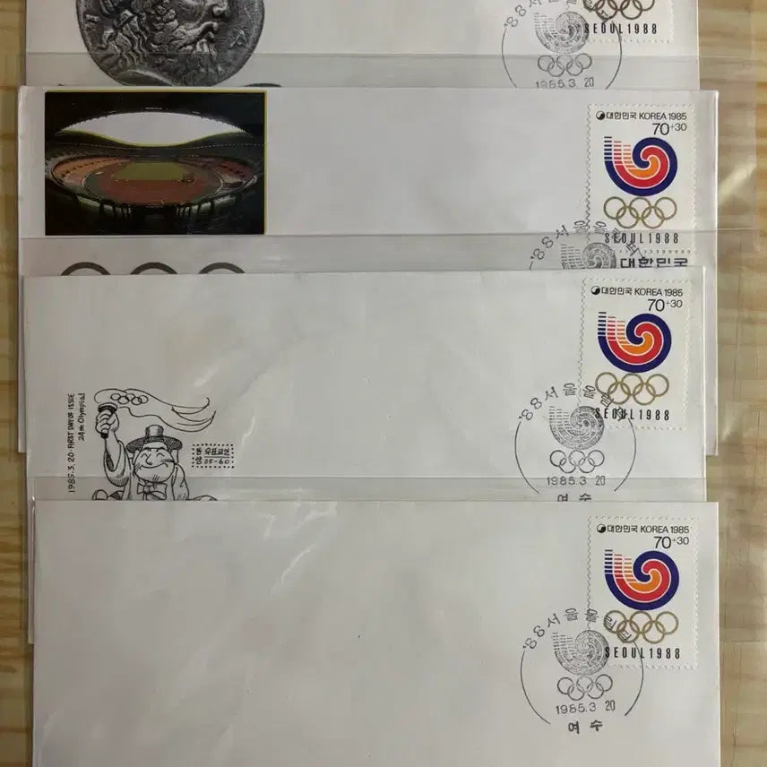 [BUNJANG] 1988 Seoul Olympics 1st Day Cover (4 Types) Bundle Set / 88서울올림픽1집, 까세3종백봉1종, 4종, 초일봉피