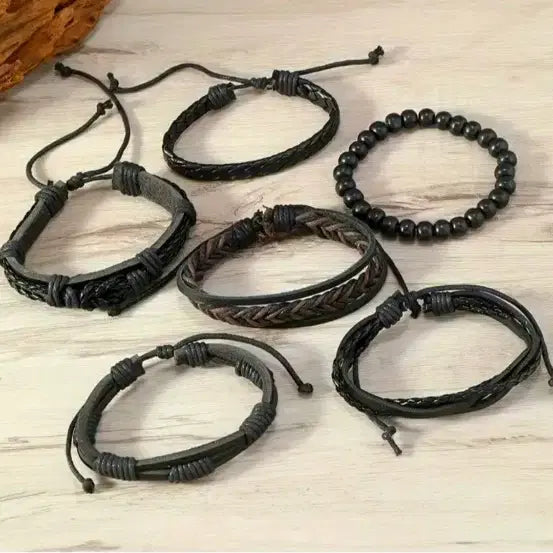 [BUNJANG] Adjustable Fashion Bracelet Set (6 Pieces) / ( 새제품 ) 남녀용 조절 가능한 패션 팔찌 6개 한 세트로 (무료배송)