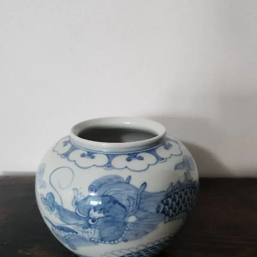 [BUNJANG] Celadon Porcelain Dragon Motif Tea Caddy / 명품 고작 위광조작 청화백자 용문 차호