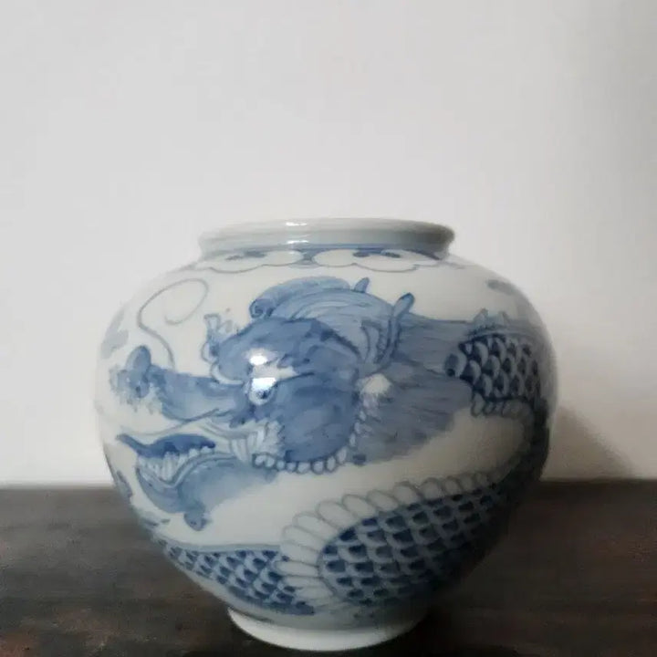 [BUNJANG] Celadon Porcelain Dragon Motif Tea Caddy / 명품 고작 위광조작 청화백자 용문 차호