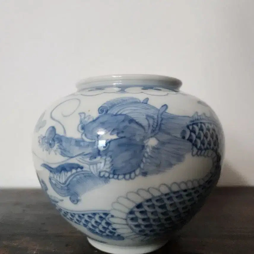 [BUNJANG] Celadon Porcelain Dragon Motif Tea Caddy / 명품 고작 위광조작 청화백자 용문 차호