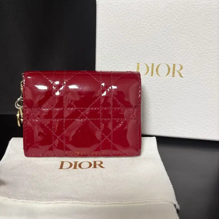 [BUNJANG] Dior Lady Cannage Flap Card Holder Cherry Red / [정품,풀구성] 디올 레이디 플랩 카드지갑