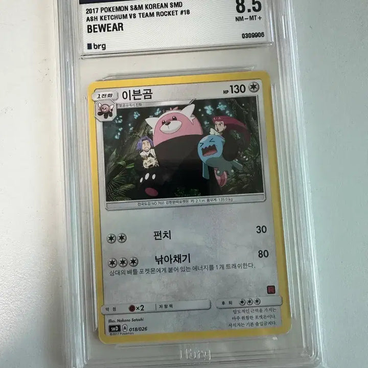 [BUNJANG] Pokemon Card Eevee 8.5 NM-MT+ BRG / 포켓몬 카드 이븐곰 8.5 NM-MT+ brg