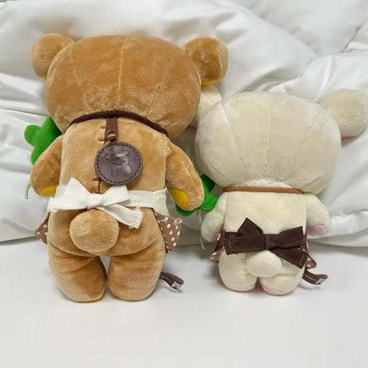 [BUNJANG] Rilakkuma &amp; Korilakkuma Clover Apron Plush Set / 처분 산엑스 레어 리락쿠마 클로버 앞치마 인형 코리락쿠마