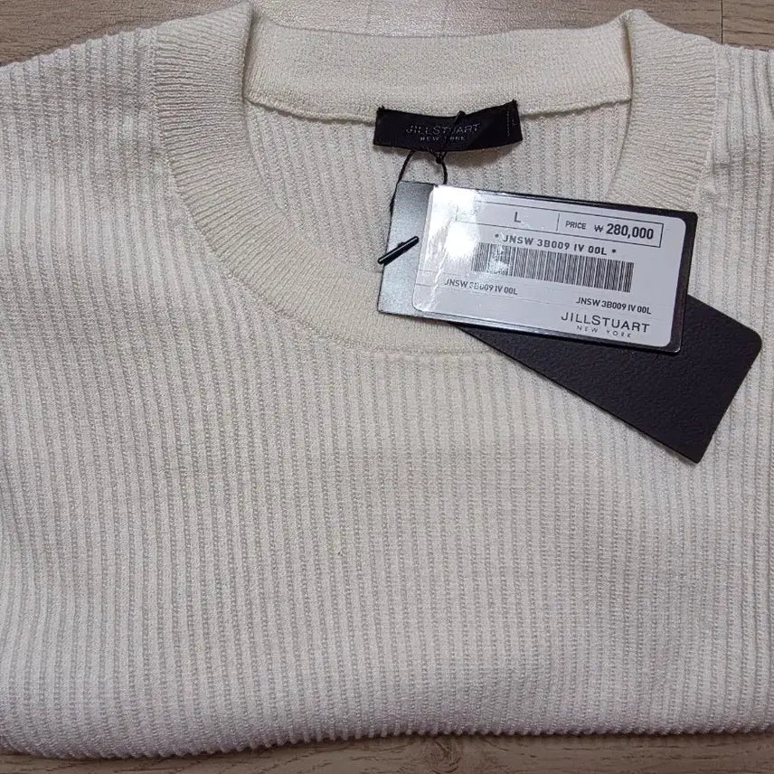 [BUNJANG] JILLSTUART NEW YORK Rib Texture Crewneck Knit Ivory L / 질스튜어트뉴욕 리브 텍스쳐 크루넥 니트 L 103 정가 28만원 아이보리