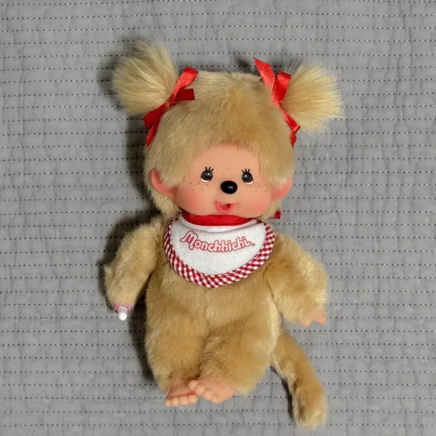 [BUNJANG] Monchhichi Gold Blonde Pigtails Girl Doll (S) / 몬치치 골드 양갈래 여아 S