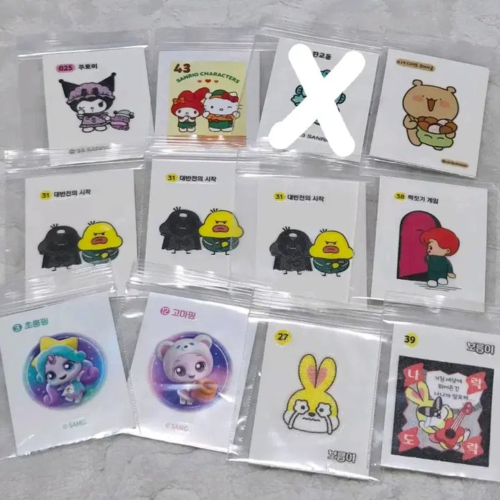 [BUNJANG] Assorted Sticker Collection (Baseball, Pokemon, Squid Game, Monchichi, Sanrio, etc.) / 띠부씰 ( 야구 , 포켓몬 , 오징어게임 , 먼작귀 , 산리오 등)