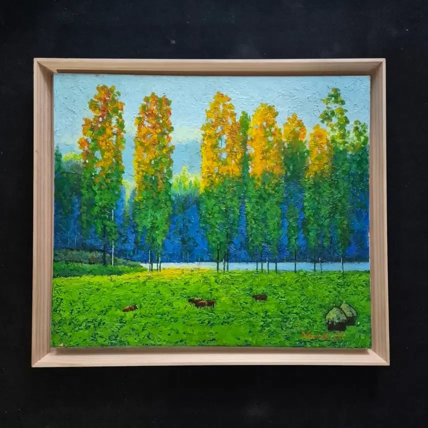 [BUNJANG] Wang Young-wan "Green Garden" (No. 10) Oil Painting / 왕영완 화백- 녹색정원 (10호)/출품작/보증서