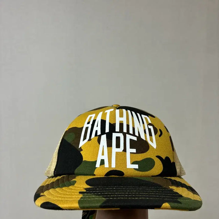 [BUNJANG] BAPE NYC Logo Mesh Cap Yellow Camo / [free]베이프 NYC로고 메쉬캡 옐로우 카모