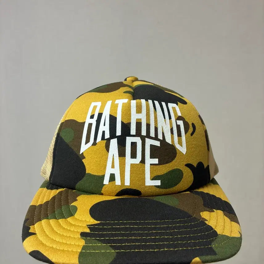 [BUNJANG] BAPE NYC Logo Mesh Cap Yellow Camo / [free]베이프 NYC로고 메쉬캡 옐로우 카모