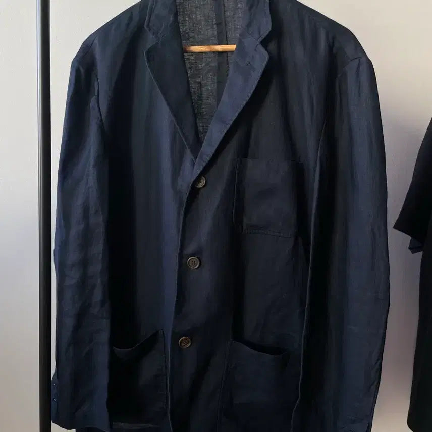 [BUNJANG] Muji Navy Linen 3-Button Jacket XL / 무인양품 네이비 린넨 3버튼 자켓 XL
