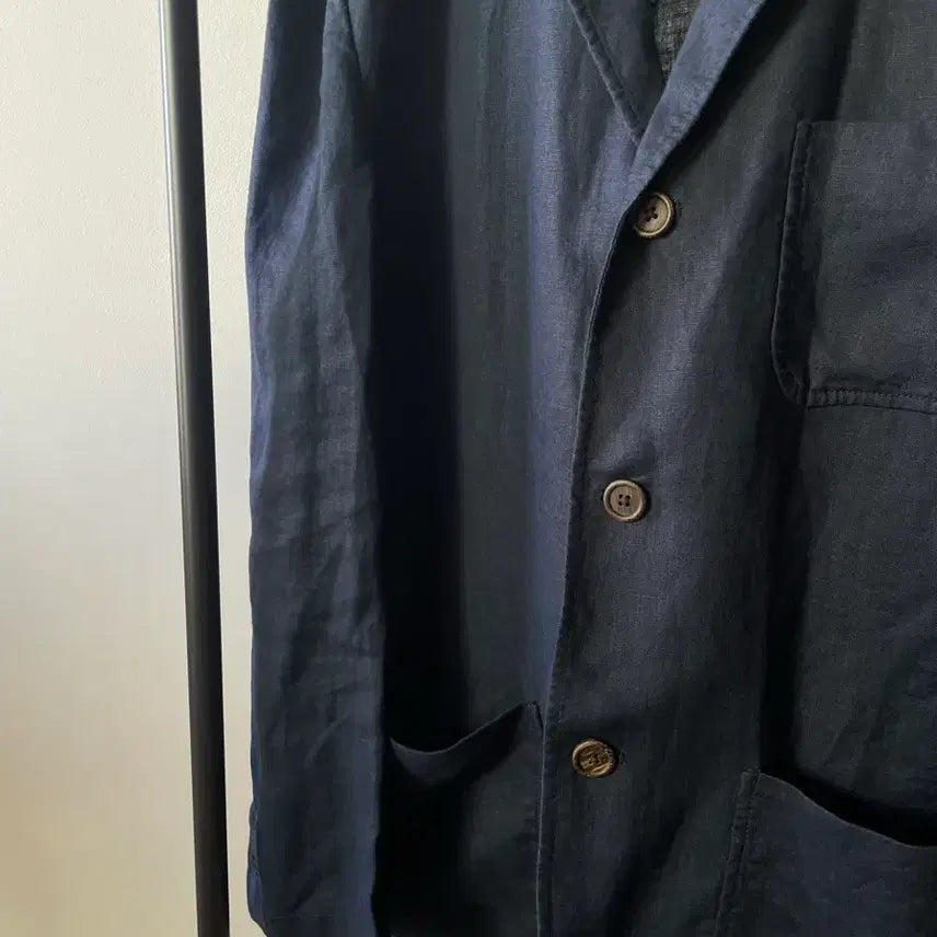 [BUNJANG] Muji Navy Linen 3-Button Jacket XL / 무인양품 네이비 린넨 3버튼 자켓 XL