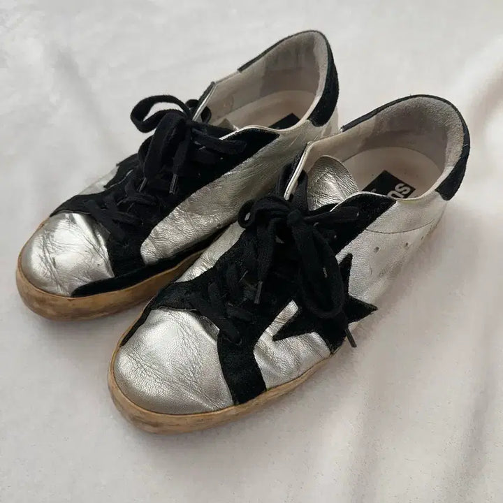 [BUNJANG] Golden Goose Superstar Metallic Silver/Black Sneakers (255-260mm) / (40)골든구스 슈퍼스타 메탈릭 실버블랙 255-260mm