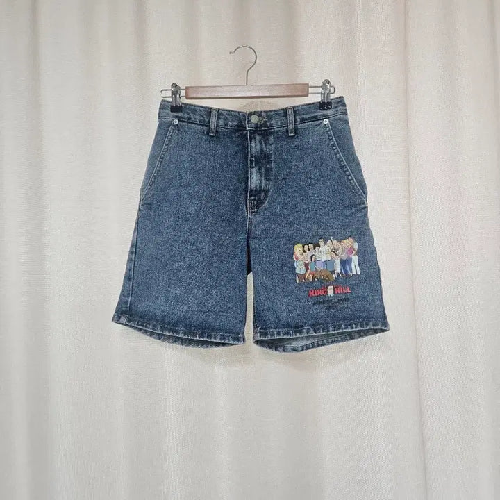 [BUNJANG] Kingkru Animation Printing Denim Shorts / 킹크루 애니메이션 프린팅 데님 반바지