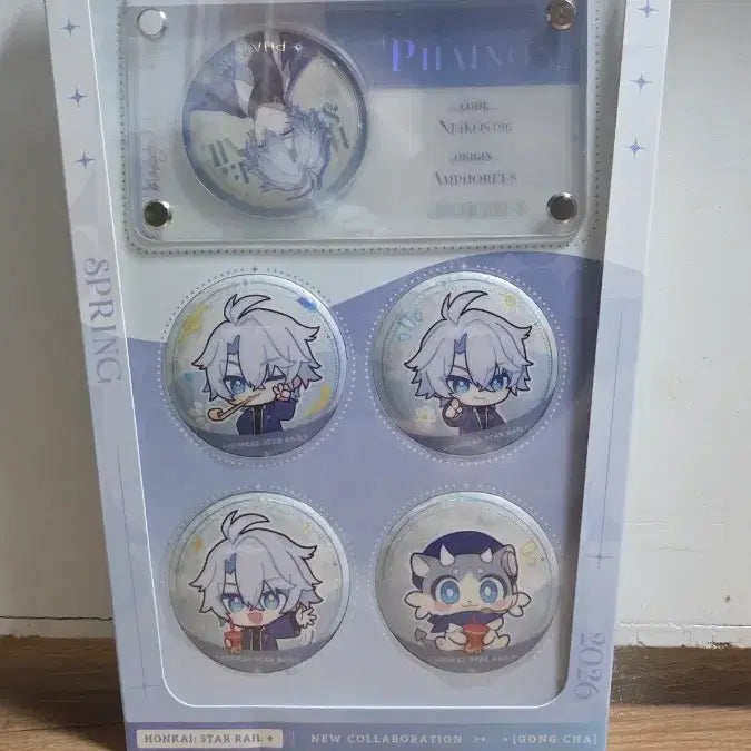 [BUNJANG] Gong Cha Genshin Impact Finon Can Badge Set / 공차 붕스 파이논 캔뱃지 세트