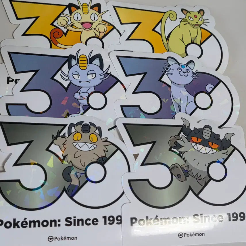 [BUNJANG] Pokemon 30th Anniversary Logo Sticker Set (Meowth, Persian, Kingler) / 포켓몬 30주년 로고 스티커 나옹, 페르시온, 나이킹 판매합니다.