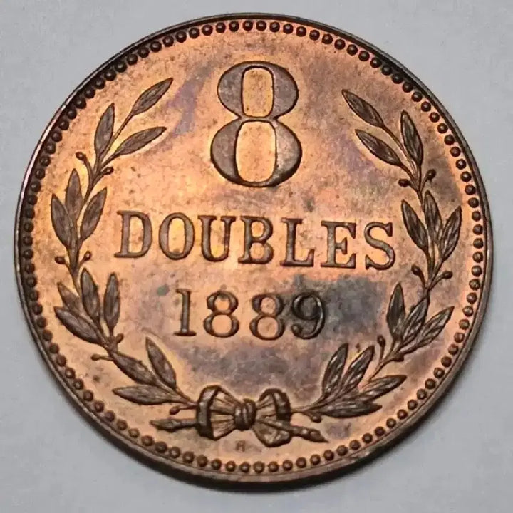 [BUNJANG] Rare British Guernsey 1889 8 Double Coin - Unused Foreign Currency / 희귀 영국 건지 미사용 1889년 8더블.외국주화 주화 동전 화폐