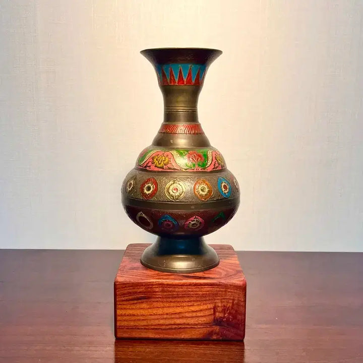 [BUNJANG] Indian Handmade Cloisonné Brass Vase / 인도 수공예 칠보 동 화병