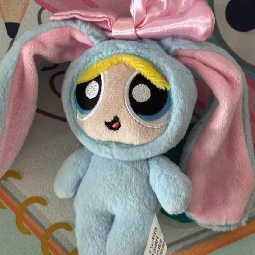 [BUNJANG] Powerpuff Girls Bubbles Rabbit Plush Keychain / 파워퍼프걸 토끼 인형 키링