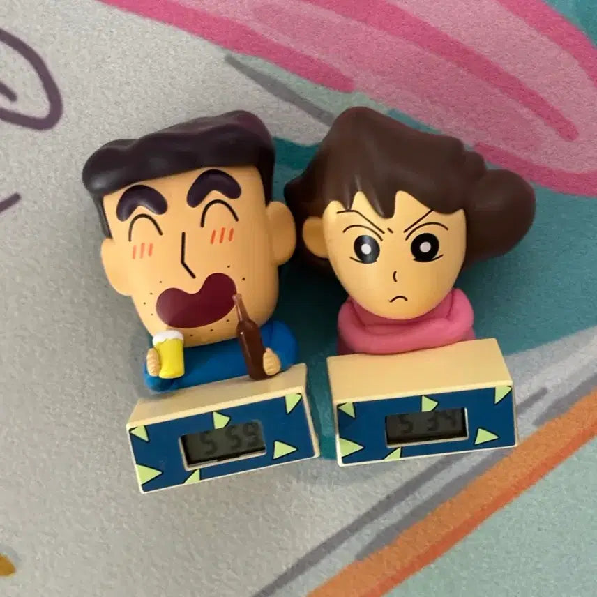 [BUNJANG] Crayon Shin-chan Shin-Hyung Man &amp; Bong Mi-Sun Figure Clock Set / 짱구 신형만&amp;봉미선 시계 랜덤확정 피규어