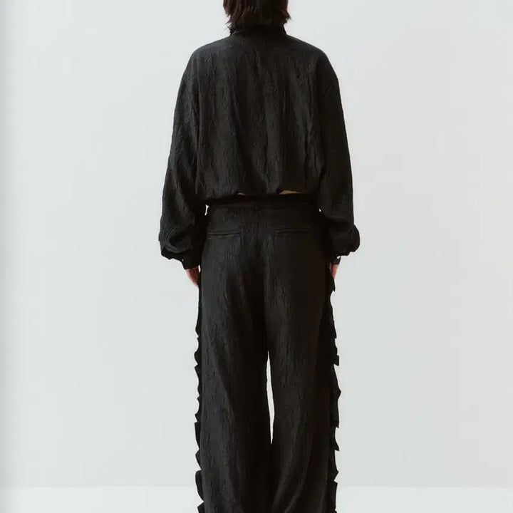 [BUNJANG] Gimme The Young Black Frill Crease Pants Size S / 김미더영 블랙 프릴 팬츠 S