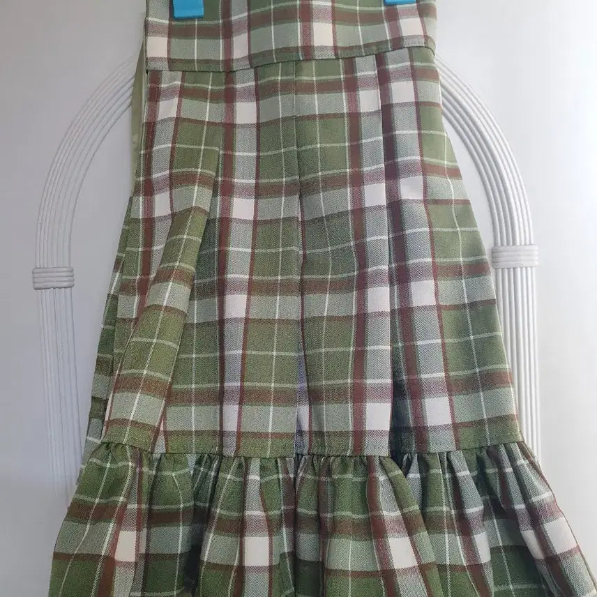 [BUNJANG] Yebom Yangum Apple Green Check Frill Waist Skirt / 생활한복 예봄양품 풋사과 체크프릴 허리치마