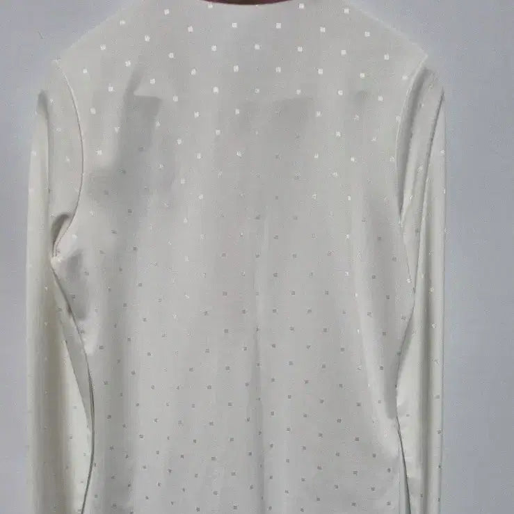 [BUNJANG] Rings White Long-Sleeve Polo Shirt Polka Dot Cat Embroidery Size 85 / 링스 흰색 긴팔 카라티 땡땡이 패턴 고양이 자수 85